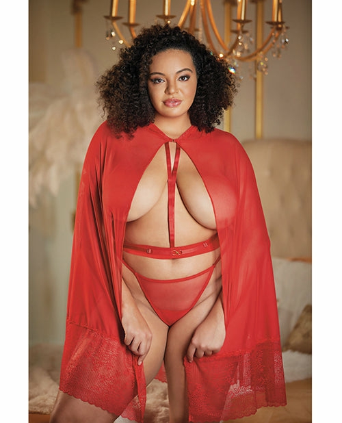 Allure Lace & Mesh Cape With Attached Waist Belt Lingerie