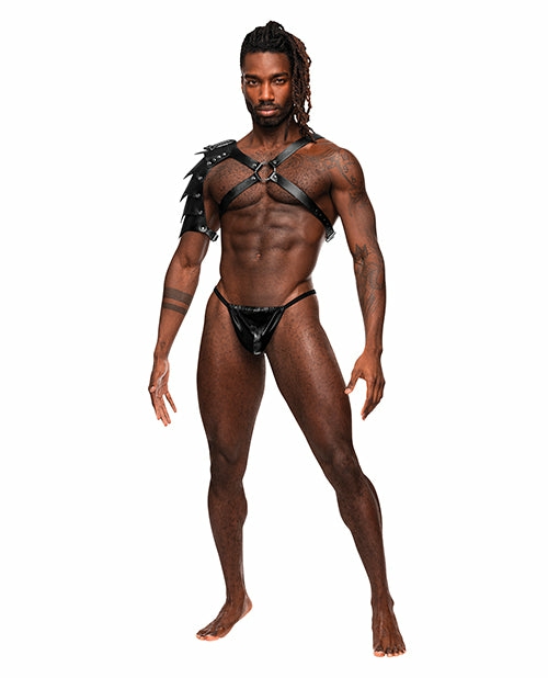 Aquarius Warrior Pu Leather Chest Harness With Half Sleeve Lingerie