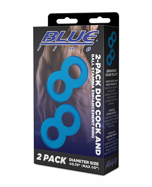 Blue Line C & B Dual Cock & Ball Stamina Rings – Pack Of 2 Dongs & Dildos