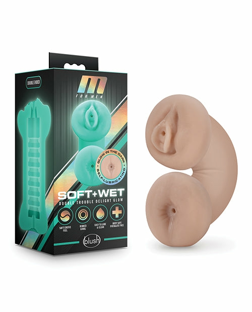 Blush M For Men Soft And Wet Double Trouble Glow-In-The-Dark Stroker For Men