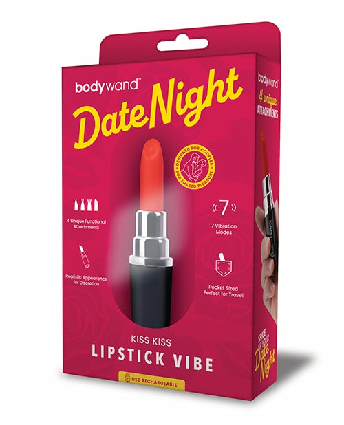 Bodywand Date Night Kiss Kiss Lipstick Vibe – Black/Red Bondage - Bdsm