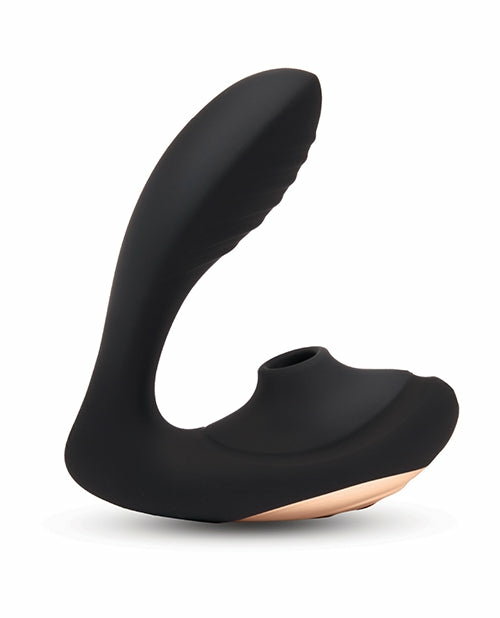 Coquette Royal Embrace: Black/Rose Gold Dual Stimulator Clitoral Vibrators