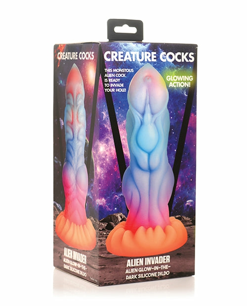 Cosmic Ecstasy: Creature Cocks Alien Invader Glow-In-The-Dark Silicone Dildo Dongs & Dildos