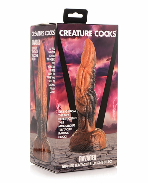 Creature Cocks Ravager Rippled Tentacle Silicone Dildo – Orange/Black Dongs & Dildos