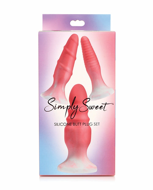 Curve Toys Simply Sweet Silicone Butt Plug Set – Purple Pleasure Trio Dongs & Dildos