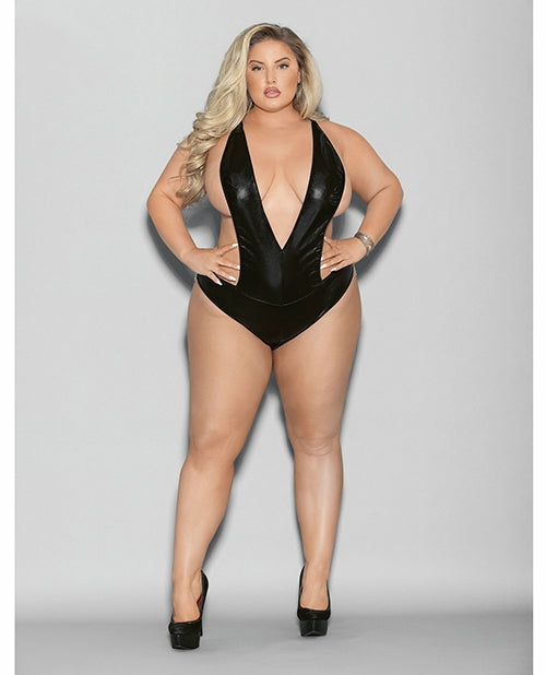 Empower Plus-Size Confidence Wet Look Teddy By Escante Lingerie