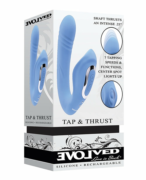 Evolved Tap & Thrust Dual Vibe – Blue Bliss Clitoral Vibrators