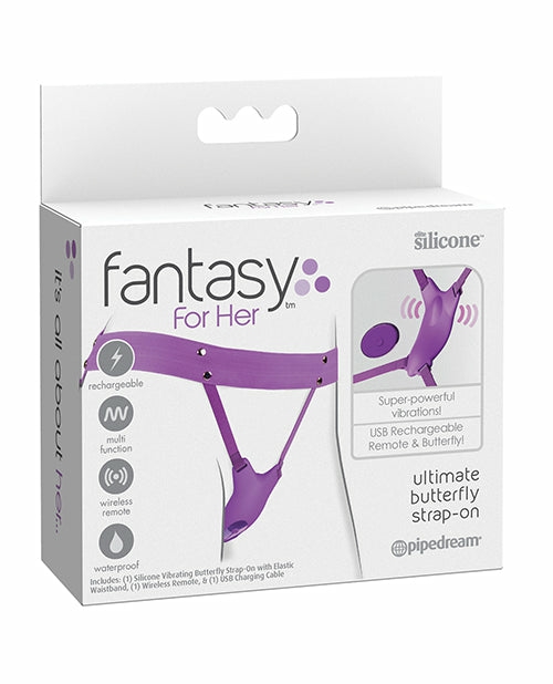 Fantasy For Her Ultimate Butterfly Strap-On – Purple Clitoral Vibrators