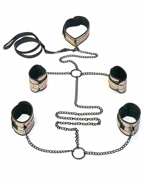 Faux Leather Bondage Kit With Leash: Embrace Your Desires Bondage - Bdsm