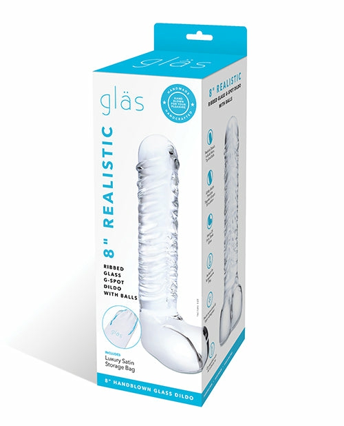 Glas 8″ Realistic Ribbed Glass G-Spot Dildo – Experience Enchantment And Pleasure Dongs & Dildos