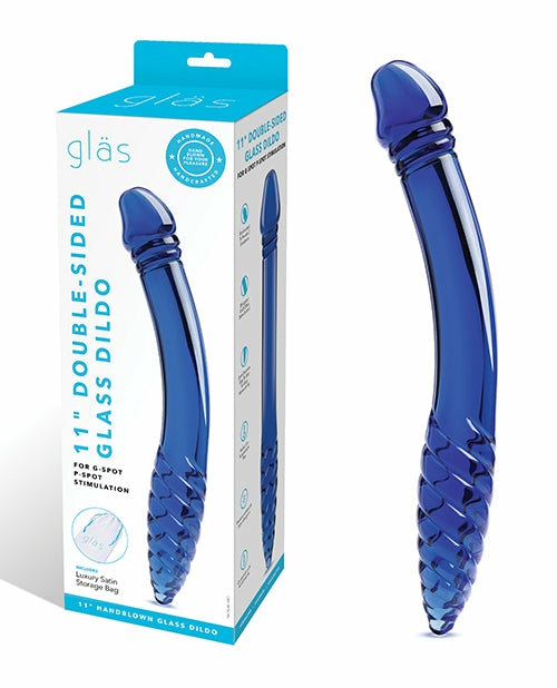 Glass 11″ Double-Sided Dildo For G-Spot & P-Spot Stimulation Dongs & Dildos