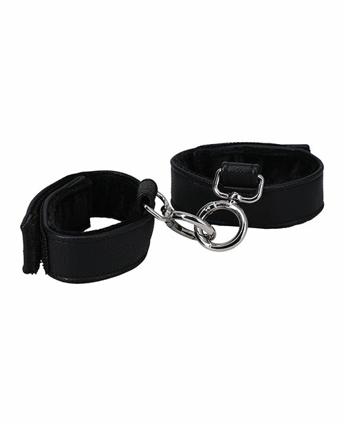 In A Bag Black Vegan Leather Handcuffs With Velvet Lining Bondage - Bdsm