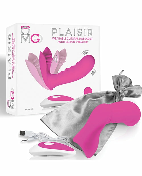 Omg Plaisir Wearable Clitoral Massager With G-Spot Vibrator – Pink: Embrace Ecstasy Together Clitoral Vibrators