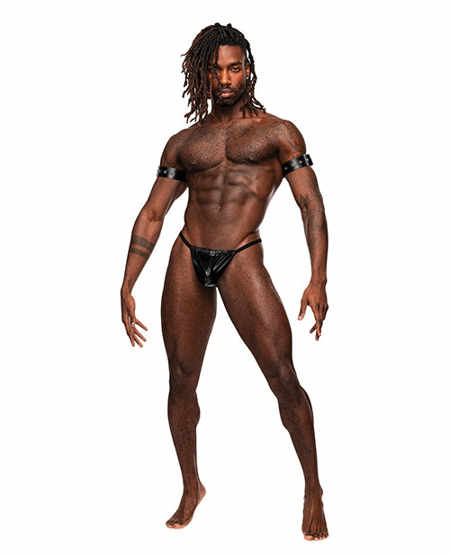 Pisces Pu Leather Bicep & Back Harness By Male Power Lingerie