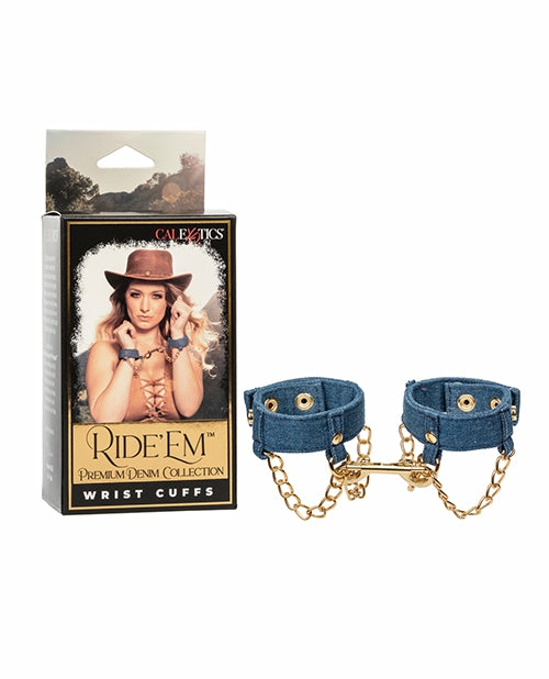 Ride ‘Em Premium Denim Wrist Cuffs Bondage - Bdsm