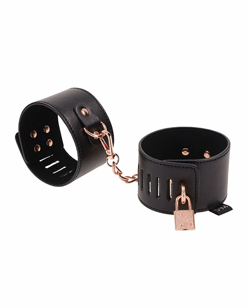 Rose Gold Elegance Locking Cuffs Bondage - Bdsm