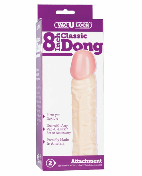 Vac-U-Lock 8″ Classic Dong – White: A Passionate Invitation To Pleasure Dongs & Dildos