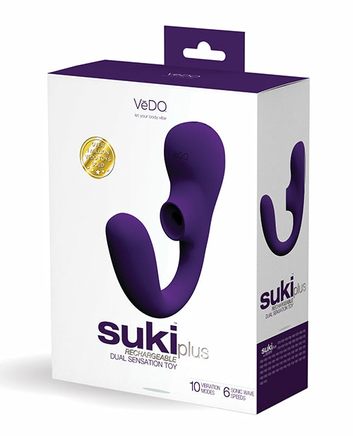 Vedo Suki Plus Rechargeable Dual Sonic Vibe In Deep Purple Clitoral Vibrators