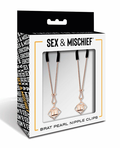 Sensory Elegance Rose Gold Nipple Clips With Faux Pearls Bondage - Bdsm