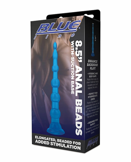 Blue Line C & B 8.5″ Anal Beads With Suction Base – Jelly Blue Anal & Prostate