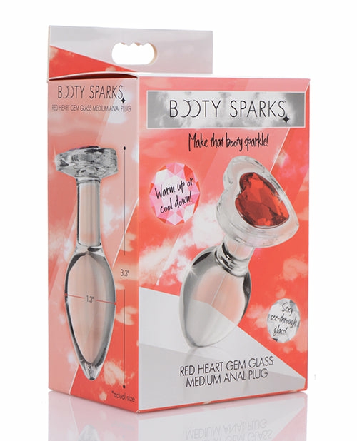 Booty Sparks Red Heart Gem Glass Anal Plug Anal & Prostate