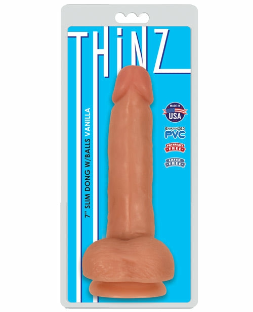 Curve Toys Thinz 7″ Slim Dong W/Balls – Realistic Vanilla Dildo Dongs & Dildos