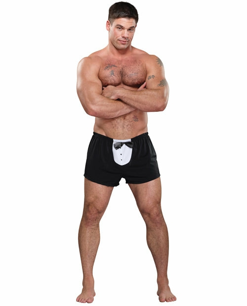 Male Power Bold Tuxedo Design Nylon Boxer Lingerie