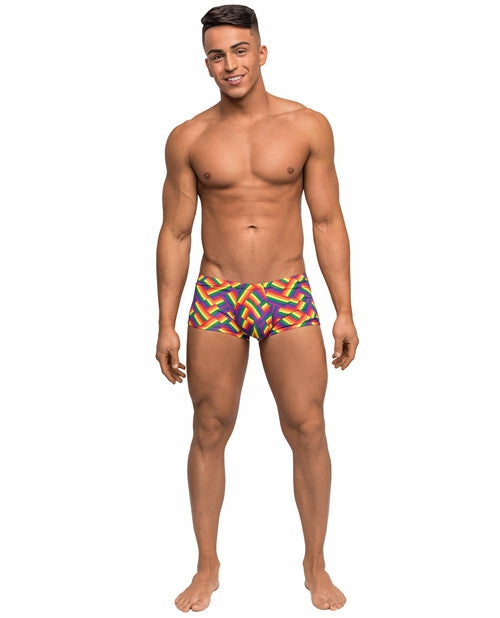 Male Power Rainbow Herringbone Mini Shorts Lingerie