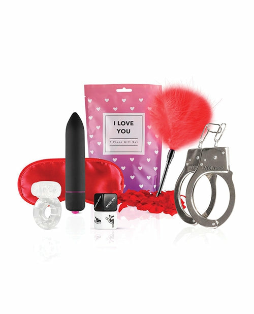 Loveboxxx I Love You 7 Pc Gift Set – Red Bondage - Bdsm